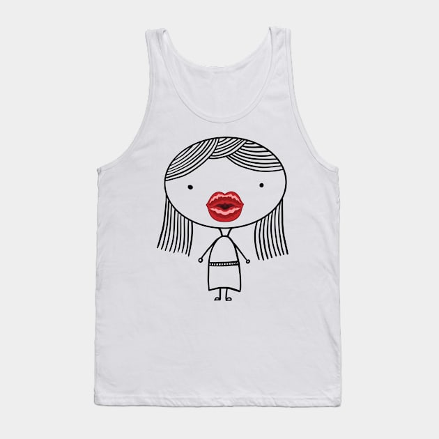 Girl graphic with too big lip filler Botox Funny girl Tank Top by gogo-jr